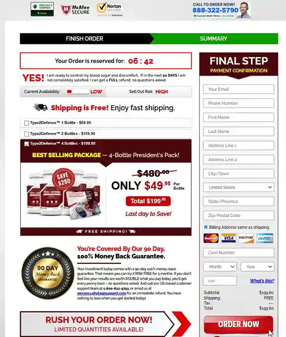 Type2Defense Order Page